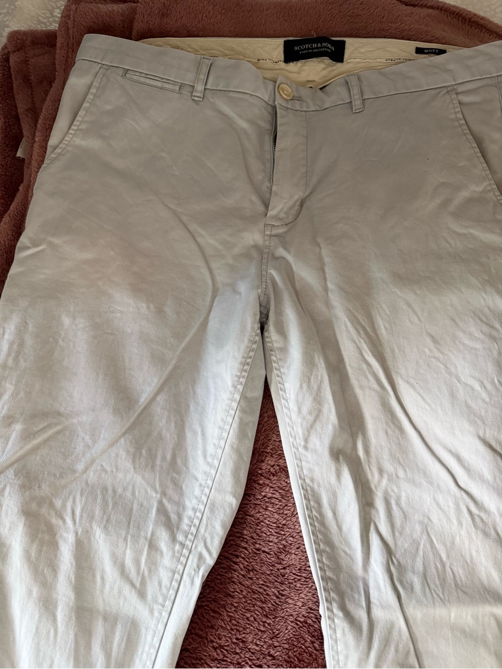 Scotch & Soda Men’s Light Beige Chino Trousers in good condition